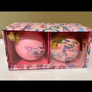 Lilly Pulitzer Ornament Set Pink Blossom
